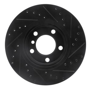 Mini Cooper Paceman Brake Rotor (1) - Front Left - R1 Concepts - Drilled & Slotted - Black - `11-`16